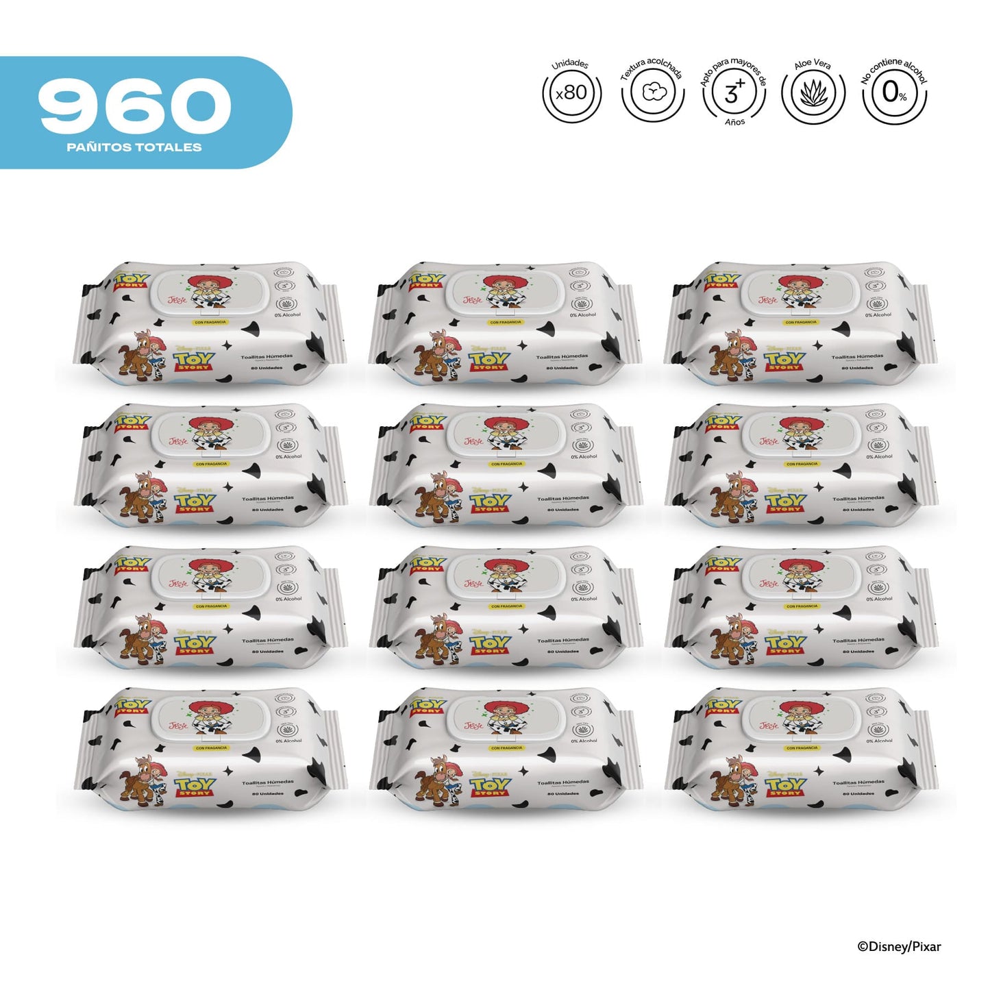 Pack x 12 Pañitos Húmedos Pixar Toy Story Niñas Jessie