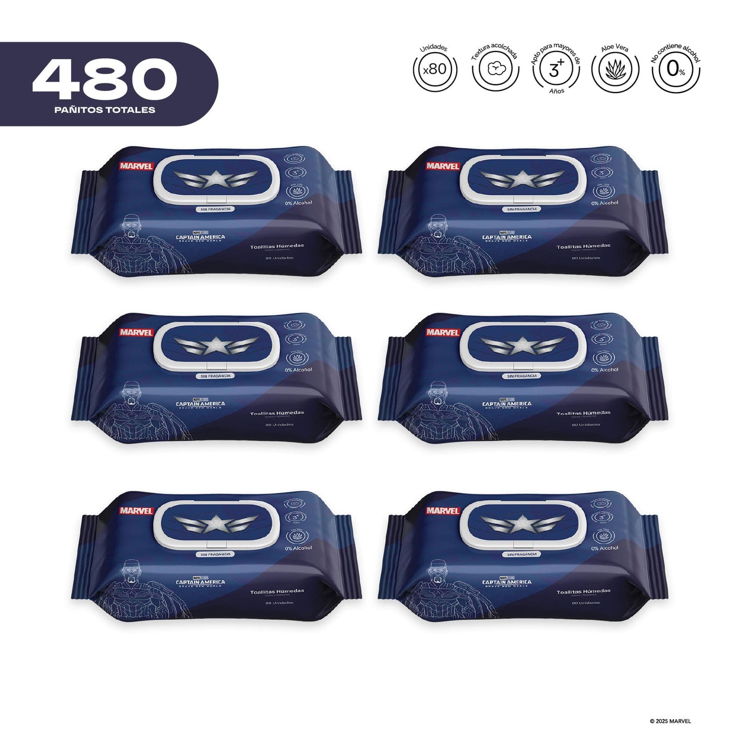 Pack x 6 Pañitos Húmedos Capitán America