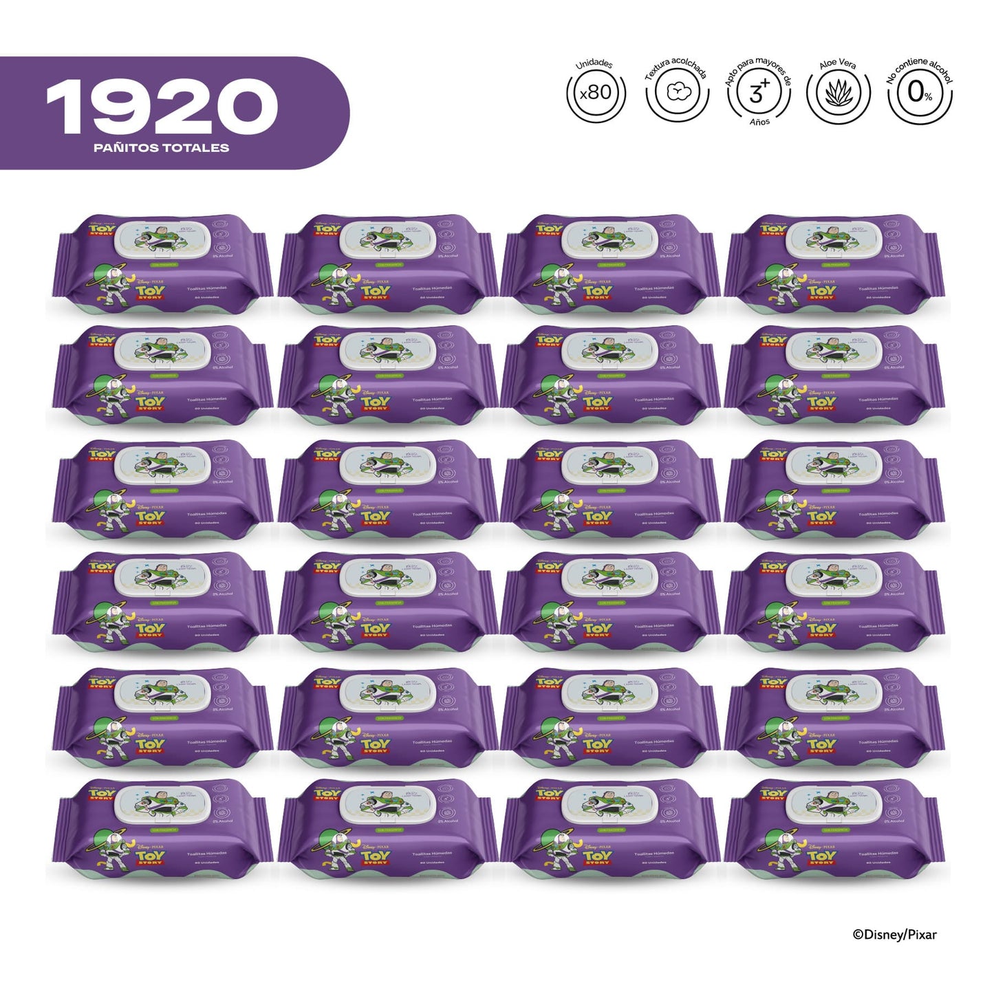 Pack x 24 Pañitos Húmedos Pixar Toy Story Niños Buzz Lightyear